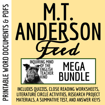 Preview of Feed by M.T. Anderson Bundle of Quizzes, Worksheets, Research Project, and Keys