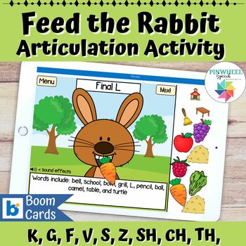 Preview of Feed the Bunny Rabbit Spring Articulation Boom Cards™ Easter Speech Therapy