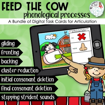 Preview of Feed the Cow: Phonological Process Boom Card Activity for Speech Therapy
