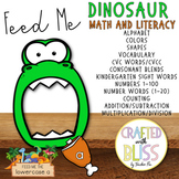 Feed the Dinosaur Task Cards For Kids (Math and Literacy Centers)