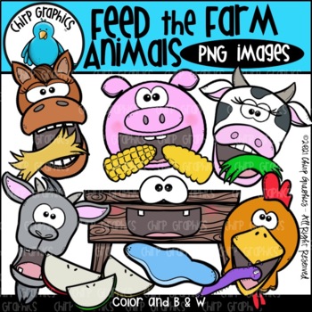 Feed the Farm Animals PNG Clip Art Set by Chirp Graphics | TPT