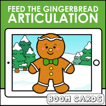 Preview of Feed the Gingerbread Man Articulation Boom Cards | Speech Therapy