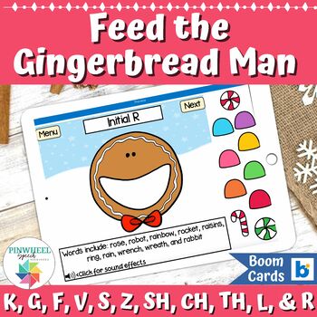 Preview of Feed the Gingerbread Man Boom Cards™ Christmas Articulation Speech Therapy