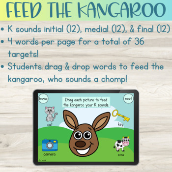 Feed the Kangaroo K Articulation Boom Cards™ for Speech Therapy | TPT