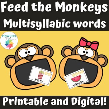 Preview of Feed the Monkeys Multisyllabic Words 2, 3, & 4 syllables Speech Therapy Activity