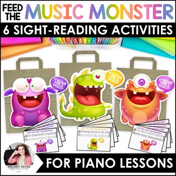 Preview of Feed the Music Monster Printable Sight-Reading & Ear Training Music Games BUNDLE
