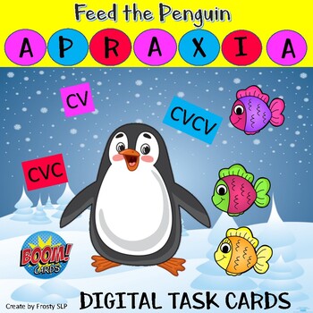 Preview of Feed the Penguin-Apraxia- CV, CVC, CVCV Words with Sound