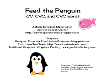 Preview of Feed the Penguin:  Bilabial CV, CVC, CVCV words