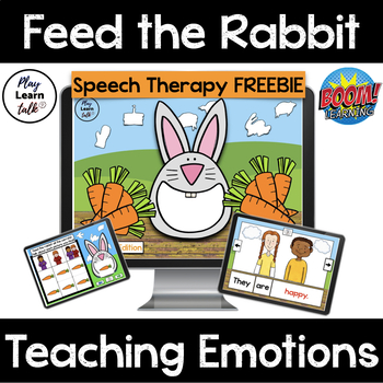 Preview of Feed the Rabbit - Boom Card Deck - Distance Learning - Tele therapy - Emotions