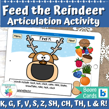 Preview of Feed the Reindeer Articulation Boom Cards™ Winter Christmas Speech Therapy