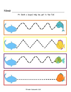 feed the shark pre writing stroke lines by toddler