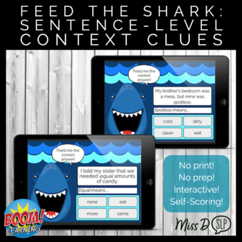 Preview of Feed the Shark: Sentence-Level Context Clues BOOM CARDS™