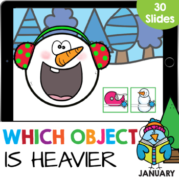 Preview of Feed the Snowman: Which One is Heavier Measurement Math Google Slides