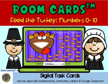 Preview of Thanksgiving Numbers 0-10 - Digital Boom Cards for Distance - No Prep