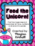 Feed the Unicorn (Uppercase/lowercase, numbers, cvc words)