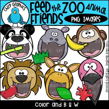 Feed the Zoo Animal Friends PNG Clip Art Set by Chirp Graphics | TPT