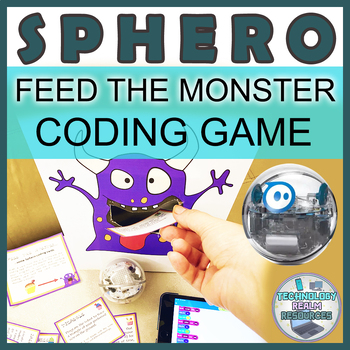 Preview of Feed the monster Sphero® robot coding task cards game Robotics Programming