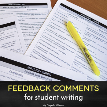 Preview of Feedback Comments for Student Writing
