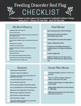 Feeding Disorder Red Flag Checklist by Anything But Ordinary Therapy ...