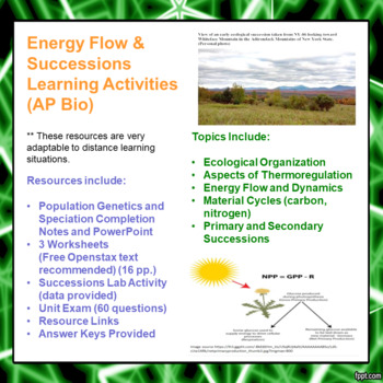 Preview of Energy Flow & Successions Learning Activities for AP Bio (Distance Learning)