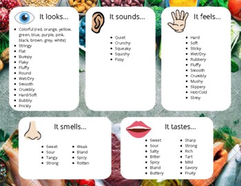 Preview of Feeding Therapy Sensory Describing Words