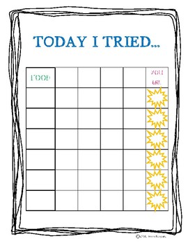 Preview of Feeding Therapy - "Today I Tried" Chart