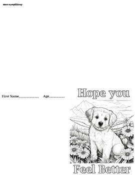 Preview of Feel better puppy coloring card