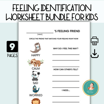 Preview of Feeling Activity Worksheets, Mindfulness Reflections, Emotion Identification