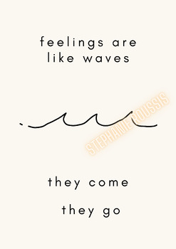 Feeling Are Like Waves Poster | Psychologist School Counsellor Art