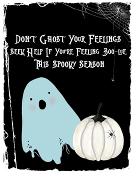 Preview of Feeling Boo-lue Mental Health Poster | Therapeutic resource/ Decor