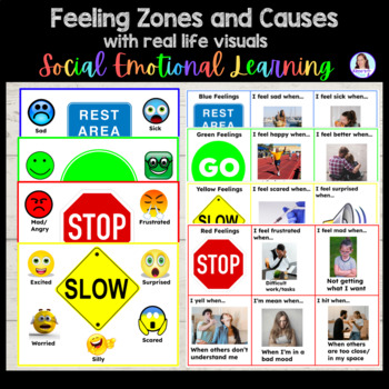 Preview of Feeling Zones Bundle | Self Regulation | Real Life Pictures | SEL
