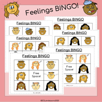 Feelings BINGO Game by ESL Endeavors | Teachers Pay Teachers