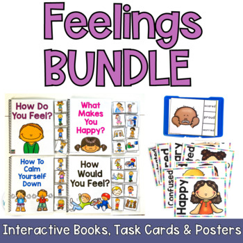 Preview of Feelings BUNDLE: Interactive Books, Task Cards and Posters (Special Education)