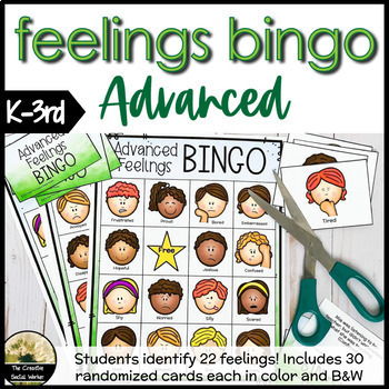 Preview of Feelings Bingo Game Advanced Identifying Emotions