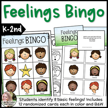 Preview of Feelings Bingo Game Identifying Emotions