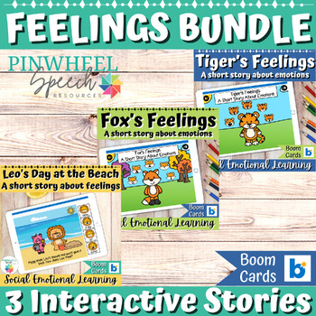 Preview of Feelings Bundle 3 Short Stories Emotions Activities Speech Therapy Boom Cards™