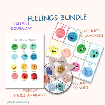 Preview of Feelings Bundle, Emotions kit, self regulation, feelings resources, calming down