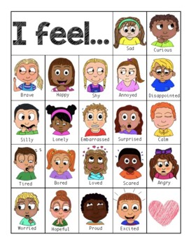 Feelings Chart by Counseling the Littles | Teachers Pay Teachers