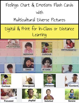 Preview of Feelings Chart & Emotions Flashcards / Multi-cultural Diverse Pictures