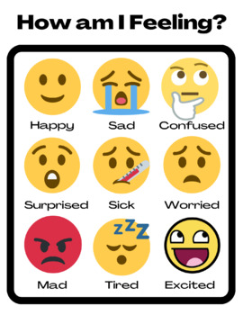 Preview of Feelings Chart | How Am I Feeling? | Children's Feelings Chart Digital Download