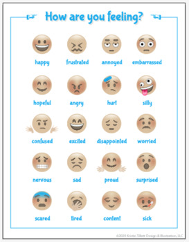 Emoji Feelings Chart: Medium Light Skin Tone by Gumdrop Doodles | TpT
