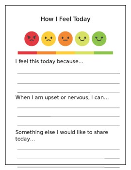 Preview of Feelings Check-in - "How I Feel Today"