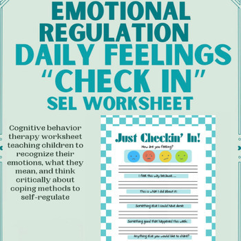 Preview of Feelings Check-in Worksheet | Emotion Regulation | SEL Lesson | Calming Corner