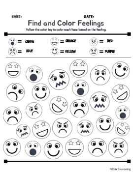 Feelings Coloring Activity by NESW Counseling | TPT