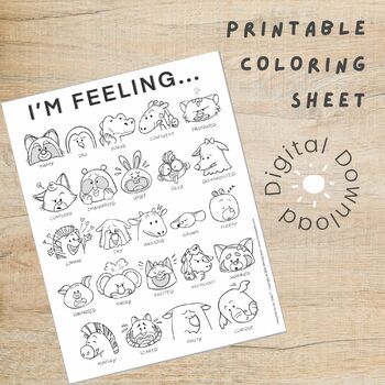 Preview of Feelings Coloring Sheet | Emotional Intelligence | Social-Emotional Learning