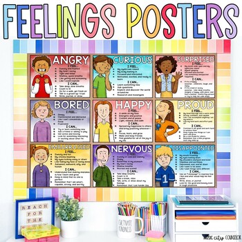 Preview of Feelings & Coping Strategies Posters & Decor Counseling, SEL 