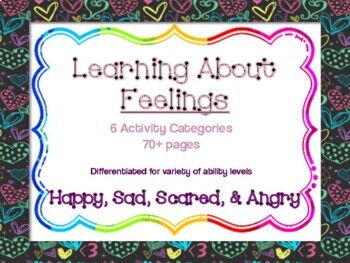 Preview of Feelings/Emotions -6 Differentiated Activities (focus on happy,sad,angry,scared)