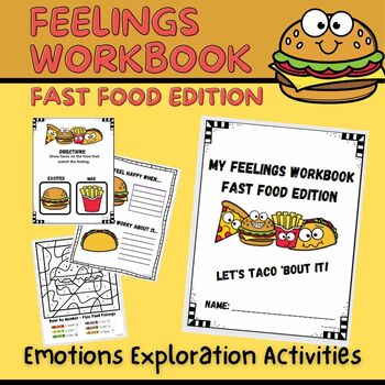 Preview of Feelings & Emotions Activity Fast Food Workbook, Social Emotional Learning