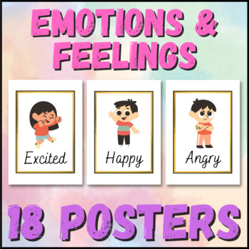 Preview of Feelings & Emotions Bulletin Board Display Posters | 18 Posters | SEL FREEBIE