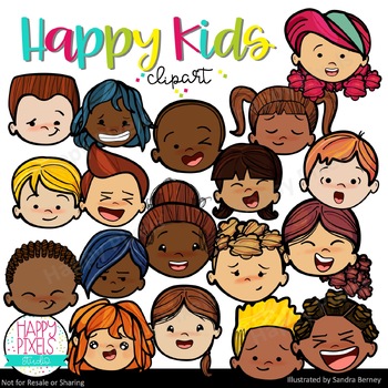Preview of Feelings - Emotions Clipart for Teachers - Happy Friends Clipart - Diverse Faces